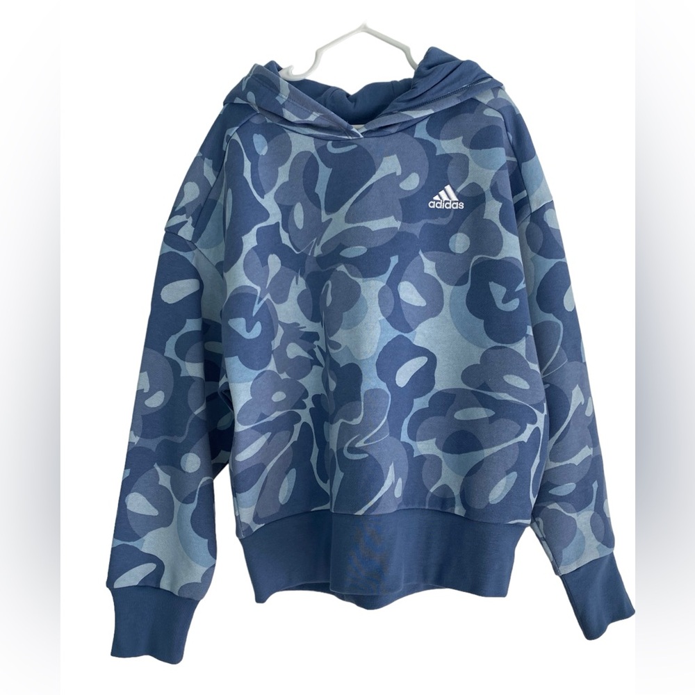 ADIDAS Girl’s Pullover Hoodie Sweatshirt in Crew Blue  Size: S